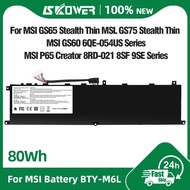 SKOWER BTY-M6L Battery for MSI GS60 MS-16Q2 MS-16Q3 GS65 GS75 Stealth Thin 8SG 8SF 9SD 9SE 9SF 9SG P