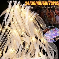 36-72Pcs Light Up Wands for Wedding with Ribbons & Bells Wedding Wands with 3 Flashing Modes, Warm/M