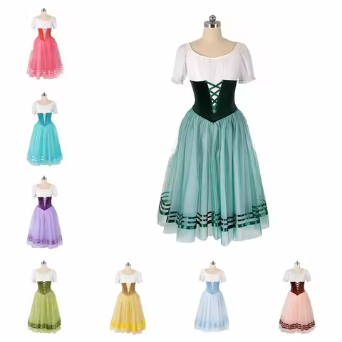 Giselle Dark green Ballet long dress Group dance Professional performance girls Peasant Ballet Perfo