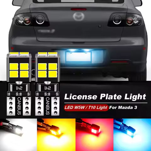 2pcs LED License Plate Light W5W T10 CANbus For Mazda 3 BK BL BM BN 2003-2018 2004 2005 2006 2007 20