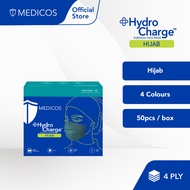 MEDICOS Hijab Headloop HydroCharge™ 4ply Surgical Face Mask (Assorted Color)- 1 Box