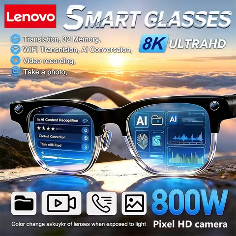 Lenovo 8K HD AI Smart Glasses 800W Pixels Camera Shooting Image AI Translation Conversation Recordin