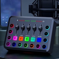 Gaming Audio Mixer RGB PC Mixer with XLR Interface 5 Channel Mute Button Audio Mixer DJ Mixer for Vo