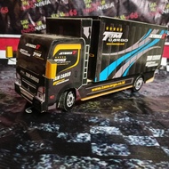 Mainan Miniatur Truk Paket TAM CARGO HITAM Box Bisa Oleng Ban Berputar Bisa Belok