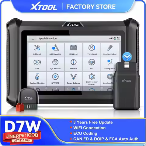 XTOOL D7W Car Diagnostic Tool Bluetooth Automotive Scan Tools OBD2 Scanner ECU Coding Key Programmin