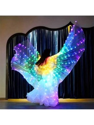 Led發光披風,帶有天使翅膀和蝴蝶設計,適用於夜總會/酒吧/舞台表演、聖誕節、萬聖節,帶有指揮棒,使用3節aa電池,適用於身高在59-68英寸之間的成年人和43-55英寸之間的兒童