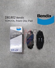 Original Bendix DB1802 Toyota Altis Wish Sienta Front Brake Pad Metal King (depan)