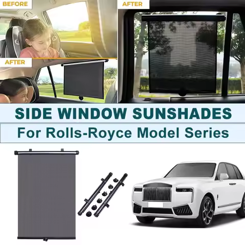 2Pcs UV Protection Retractable Car Side Window Sun Shade Roller Blinds For Rolls-Royce Phantom Ghost
