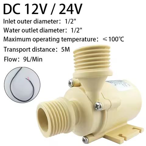 Super Quiet 1/2 "food Grade Solar Hot Water Circulation Pump DC 12V/24V 5M 9L/MIN Water Heating Supe