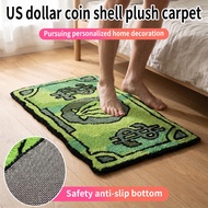 2PCS Creative Dollar Bill Plush Rug, Non Slip Absorbent Soft Floor Mat for Bedroom Entrance Decor