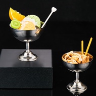 Light Luxury High Feet Stainless Steel Ice Cream Pudding Cup Refreshment Fruit Plate Salad Bowl Ice 