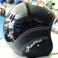 Retro black leather bogo helmet + original kc bogo