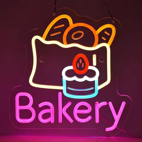 Bakery Neon Sign Kitchen Baking Dessert Shop Restaurant Business Signage Cake Food Shop Cafe Birthda