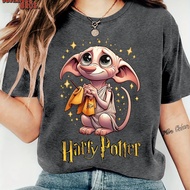 TEMU Wb Women's Harry Potter Dobby Series Vintage T-shirt - 90s Movie Round Neck Short Sleeve Tee Wi