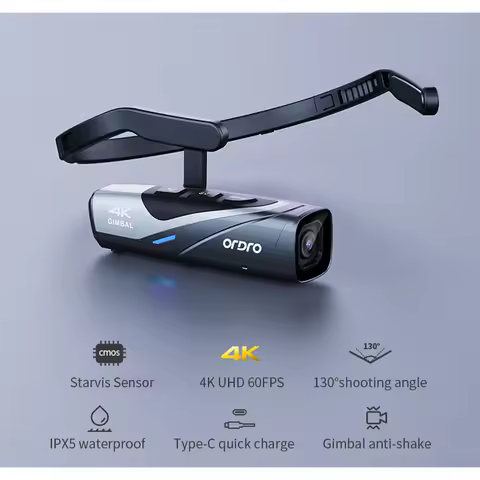 Ordro EP8 Head Wearable Action Camera Vlog 4K 60fps for YouTube Videos Motorcycle Helmet Digital Cam