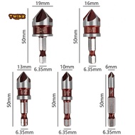Chamfering Tool Set for Wood 5 Piece Hexagonal Alloy Handles with 82 Degree Spec