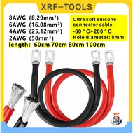 Battery Grounding Cable 8/6/4/2/1AWG 60-100cm Heat Resistant Flexible Silicone Cable Grounding Wire 