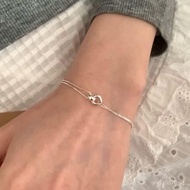 Women's Fresh Sweet Ring Light Luxury Double Layer insS925Simple Versatile Pure Silver Bracelet Desi