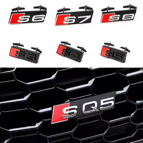 ABS Car Front Grille Badge Logo ExteriorModification Accessories For Audi S4 S3 S5 S6 S7 S8 RSQ3 RSQ