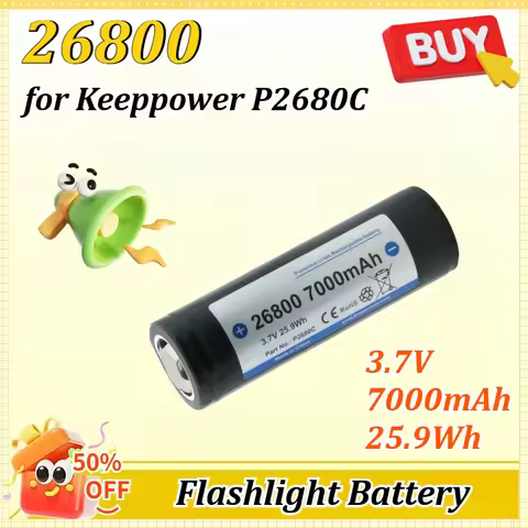 26800 3.7V 7000mAh for Keeppower P2680C High Capacity High-Brightness Flashlight Battery Rechargeabl