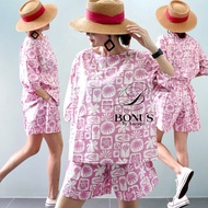 DSrv1 ชุดเซท เสื้อคอปาด แขน 3 ส่วน แขนตุ๊กตา กางเกงขาสั้น ซิปหน้า เสื้ออก 46“ยาว 24”กางเกงขาสั้น ซิป