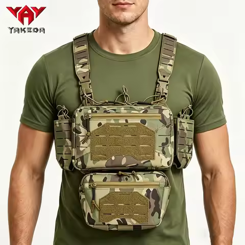 YAKEDA Camo Molle Chest Rig Fight Chassis Placard Hook Loop Airsoft Magazine Pouch Tactical Plate Ca