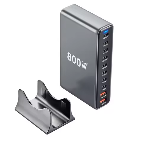 800W GaN Charger 10 Port USB Type C Desktop Charging Station PD 140W Fast Charging For iPhone 16 15