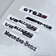 3D ABS Glossy Black Logo GT63 Emblem Letters V8-BITurbo 4MATIC Fender Badge AMG Sticker For Mercedes