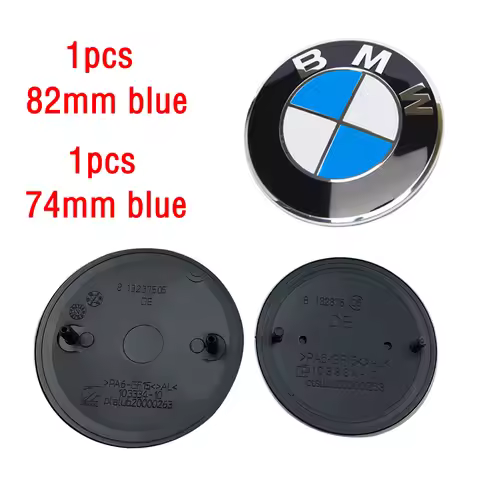 2pcs 82mm 74mm Car Front Hood Emblem Rear Trunk Badge for E30 E38 E39 E46 E60 E61 E90 X1 X3 X4 X5 X6