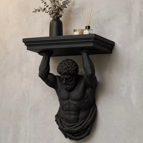 3D Printed Atlas Wall Shelf Plastic Decorative Atlas Statue Wall Bracket Wall Display Shelf Greek Go