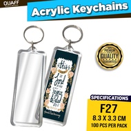 QUAFF Acrylic Keychain F27 Long Rectangle 8.3cm X 3.3cm - 100pcs per pack