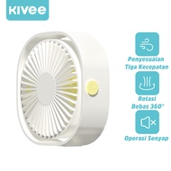 KIVEE Kipas Angin Portable USB Bilah Besar 5 Daun 6 Inci Generasi Baru Penyesuaian Tiga Kecepatan Rotasi Bebas 360° Operasi Senyap