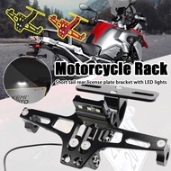Motorcycle License Plate Bracket Universal Adjustable Motor Tail Tidy License Plate Mount LED Light