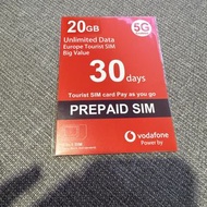 Vodafone 20gb 旅遊數據卡 歐洲適用