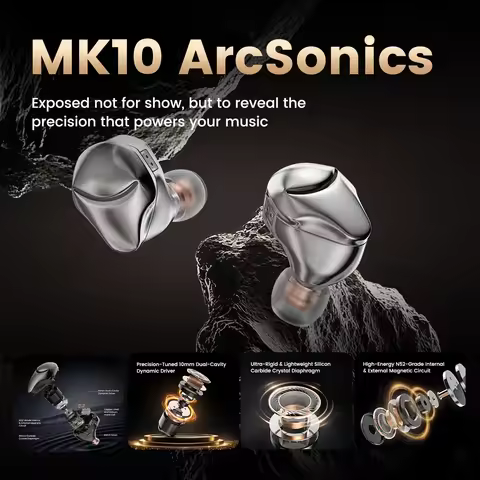 HIDIZS MK10 Pure Magnesium Diaphragm HiFi In-ear Monitors Earphone IEM 3.5mm 4.4mmHi-Res Audio Wired