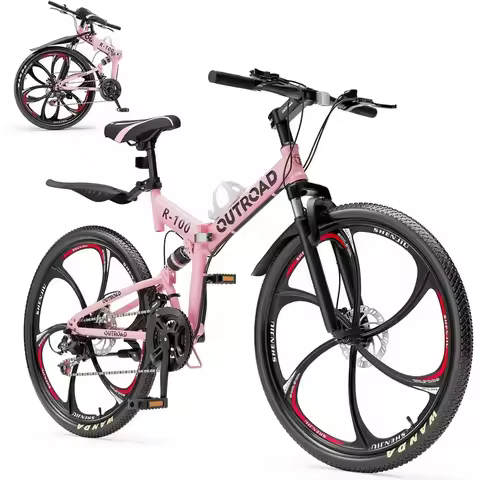 26-Inch Carbon Steel Dual-Suspension Mountain Bike with 21-Speed, Double Disc Brakes - Easy Assembly
