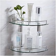 Shower Shelf Corner Bathroom Shelves Caddy 6mm Tempered Glass With SUS 304 Stainless Steel Towel Rail Wall Mount Triangle Storage Rack (Color : 2 Tier)