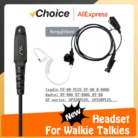 Air Tube Earpiece Headset Mic for iradio UV-98 Plus UV-99 Motorola GP328plus GP328-Plus GP344R Anyse
