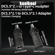 Kool 2pcs Charging Adapter Type C To DC5521 5 5mmx2 1mm to DC5521 Safe Charging