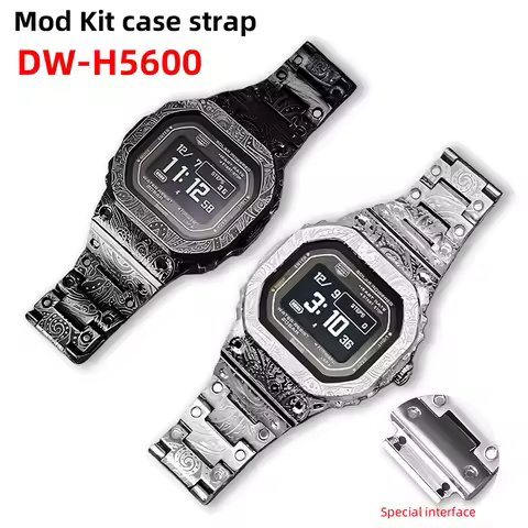 Retro Engraved metal Bezel Bracelet for Casio G-SHOCK small square 3516 DW-H5600 modified stainless 