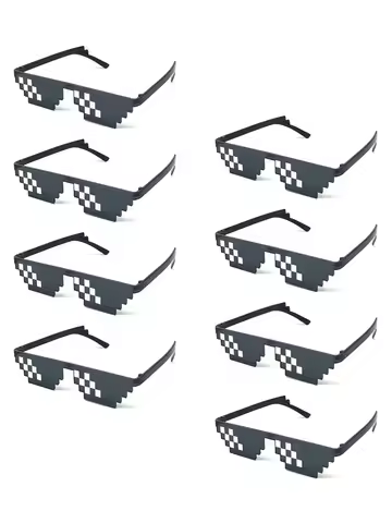 Lovatfirs Thug Life Sunglasses 8 Pack Pixelated Mosaic Party Glasses Black Red Pink Yellow Blue for 