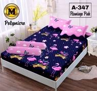 SPREI SET SARUNG BANTAL DAN SARUNG GULING MOTIF KELINCI PINK BAHAN JENIS POLYMICRO ANTI LUNTUR