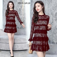 OSCAR Fs - DRESS Salsa BHN BRUKAT LAYER FRONT LINED WITH PHOTO BASE RUBBER WAISTADA