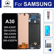 จอแอลซีดีพร้อมกรอบ OLED AAA +++ พร้อมลายนิ้วมือสำหรับ Samsung A30 A305 /Ds A305F A305FD แผงหน้าจอทัชสกรีนจอแสดงผล LCD แบบสัมผัสหน้าจอ A305A พร้อมเครื่องมือซ่อมฟรี