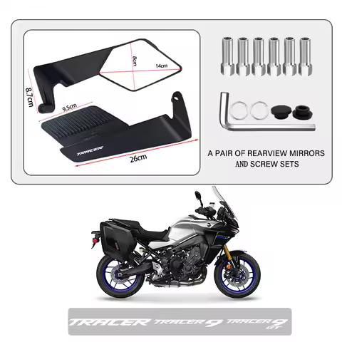 Aerodynamic Design Motorcycle Fixed Wind Wing Rearview Mirror For YAMAHA TRACER 9 GT 9GT 900 700 Tra