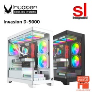 Invasion D-5000 Tempered Glass M-ATX Gaming Case - Black/White With Aurora Fan