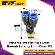 MPX 8-04 One Touch Male Thread Y Fitting Slip Lock Socket Push In Connector Nipple Fitting Y Pneumat