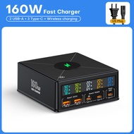 TOPZERO 160W GaN USB C Fast Charging Type C Charger Wireless Charger PD QC4.0 LED Display Quick Char