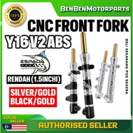 YAMAHA Y16ZR Y16 ZR ABS CNC RACING FRONT FORK SET RENDAH（1.5 INCHI）SILVER BLACK GOLD FORK SET DEPAN 