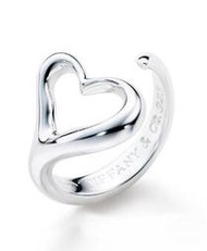 *Elle's*Tiffany &amp; Co.經典純銀愛心戒指Elsa Peretti Open Heart Ring